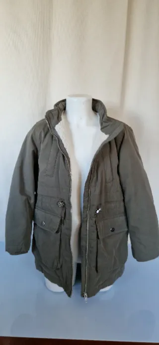 Parka H&M bambina verde pelliccia interna 6/7 anni
