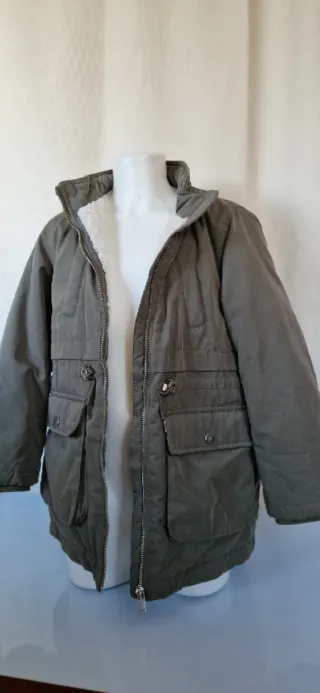 Parka H&M bambina verde pelliccia interna 6/7 anni
