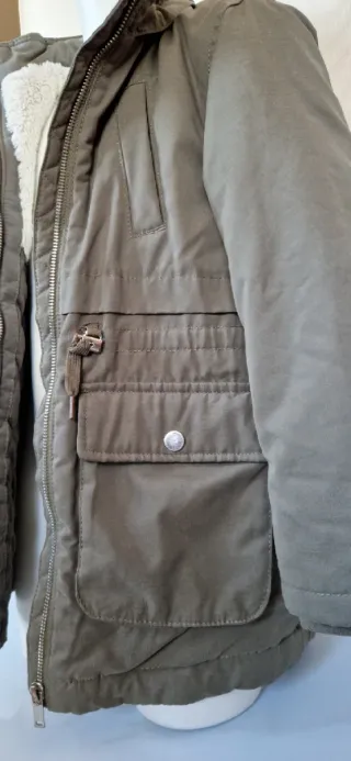 Parka H&M bambina verde pelliccia interna 6/7 anni