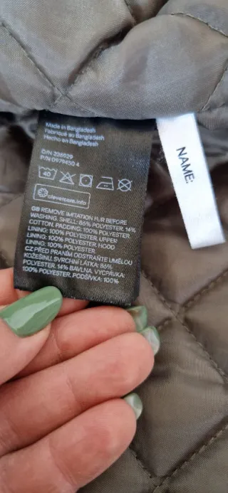 Parka H&M bambina verde pelliccia interna 6/7 anni