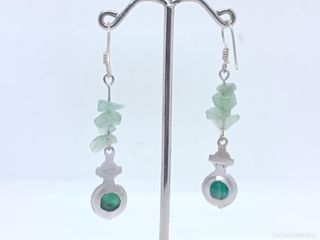Pendientes Plata con esmeraldas Verdes y Perla