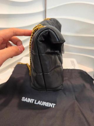 Bolso YSL Nube Negro Piel Acolchado Dorado