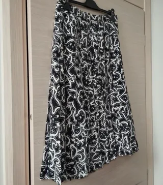 Gonna midi plissettata fantasia bianco/nero