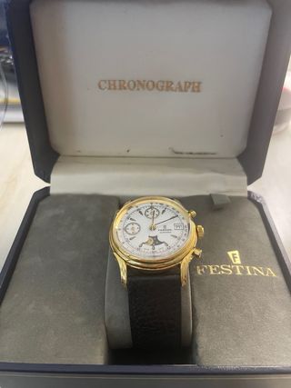 Festina Cronógrafo Automático Dorado y Blanco