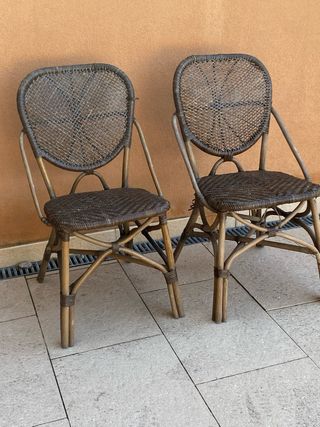 2 Sedie Bistro Esterno in Rattan Marrone