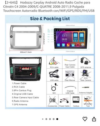 Pantalla Android 9" para Citroën C4 20042009