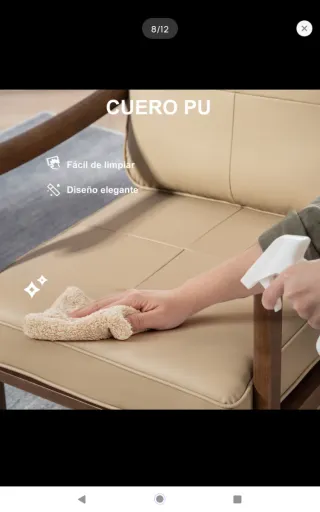 Sillón de salón tapizado PU beige y marrón