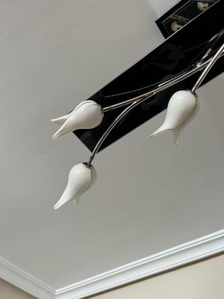 Lámpara 90cm 6 tulipas cristal y metal