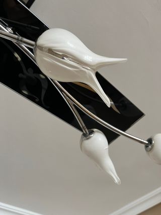 Lámpara 90cm 6 tulipas cristal y metal