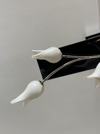 Lámpara 90cm 6 tulipas cristal y metal