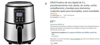 CRUX Freidora de aire digital de 3 L