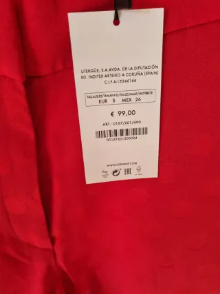 Traje Uterqüe Rojo Nuevo con Etiquetas
