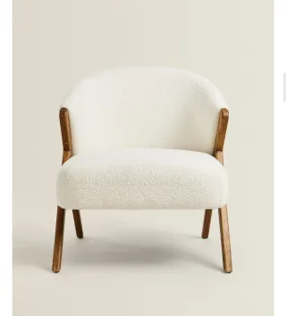 Butaca Zara Home Bouclé Blanca Madera