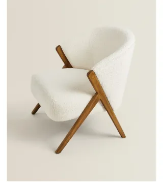 Butaca Zara Home Bouclé Blanca Madera