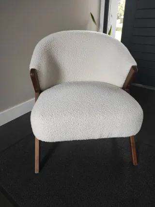 Butaca Zara Home Bouclé Blanca Madera