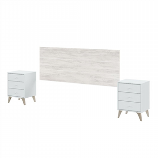 Cabecero Y 2 Mesitas De Noche. Blanco Velho/Blanc