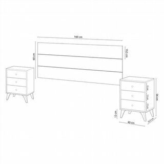 Cabecero Y 2 Mesitas De Noche. Blanco Velho/Blanc