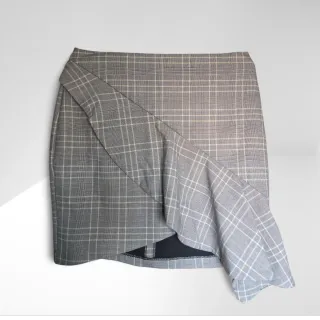 Falda H&M cuadros gris y beige