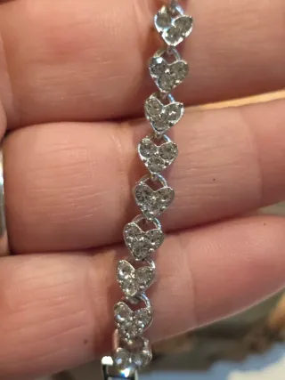 Pulsera Corazones Brillantes Plata