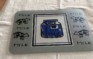 Set 2 Taglieri Vetro Temperato Mucca Latte