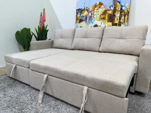 Sofá Cama Beige con Arcón