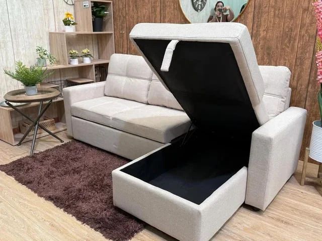 Sofá Cama Beige con Arcón