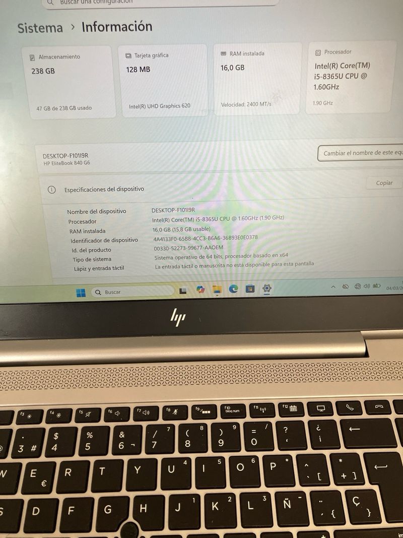 Portátil HP Elitebook 840 G6 Plata afbeelding 3