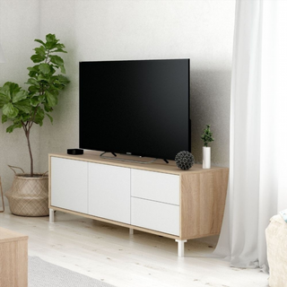 Mesa Tv 130 Cm 2 Puertas 2 Cajones. Blanco Artik/
