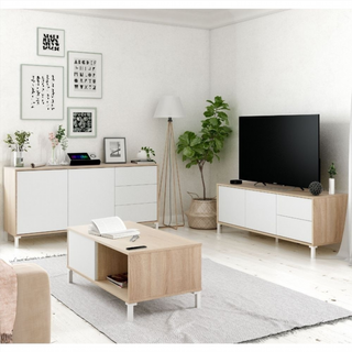 Mesa Tv 130 Cm 2 Puertas 2 Cajones. Blanco Artik/