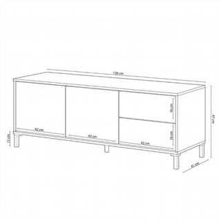 Mesa Tv 130 Cm 2 Puertas 2 Cajones. Blanco Artik/