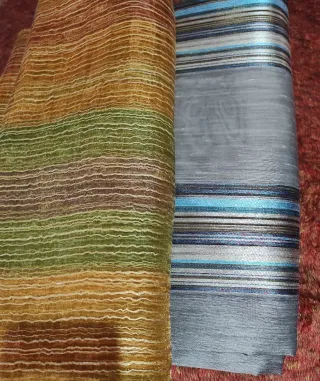 Tessuto tenda interno oro e verde