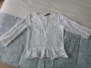 Camisa Zara Blanca Manga Larga