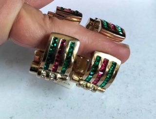 Pendientes Antiguos con pedrería de cristal checo