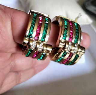 Pendientes Antiguos con pedrería de cristal checo