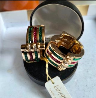 Pendientes Antiguos con pedrería de cristal checo