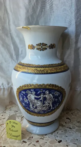 Vaso Limoges Porcellana Oro e Bianco