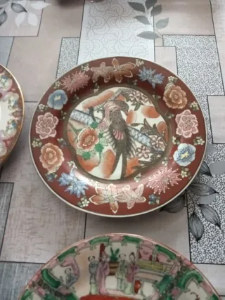 Lote 4 Platos Porcelana Chinos Decorados