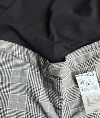 Pantalón premamá cuadros gris talla 42
