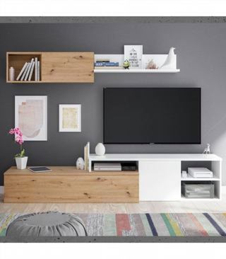 Mueble De Salón 221 Cm. Roble Nodic Y Blanco Arti