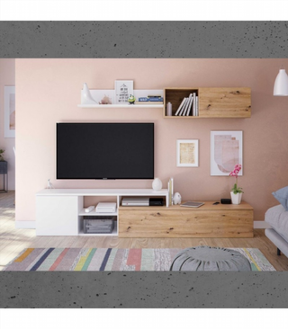 Mueble De Salón 221 Cm. Roble Nodic Y Blanco Arti