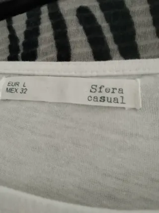 Camisa Sfera manga lentejuelas blanca Talla L