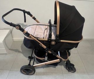 Silla de paseo 3 en 1 negra y dorada