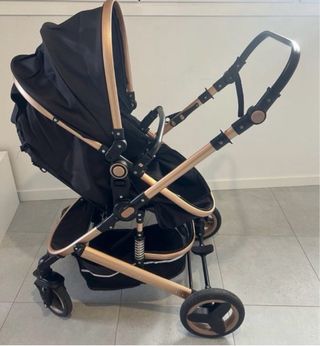 Silla de paseo 3 en 1 negra y dorada