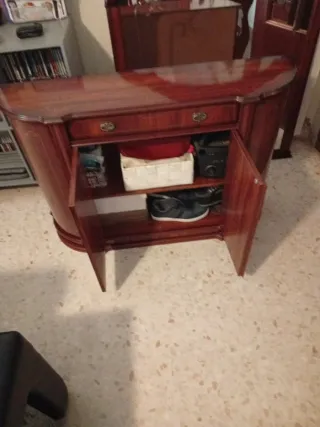 Mesa recibidor con espejo madera