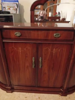 Mesa recibidor con espejo madera