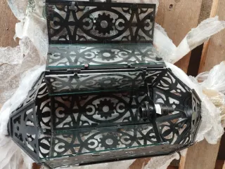 Farol de forja negro Sin usar Con cristales en las