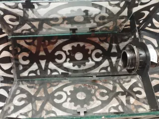 Farol de forja negro Sin usar Con cristales en las