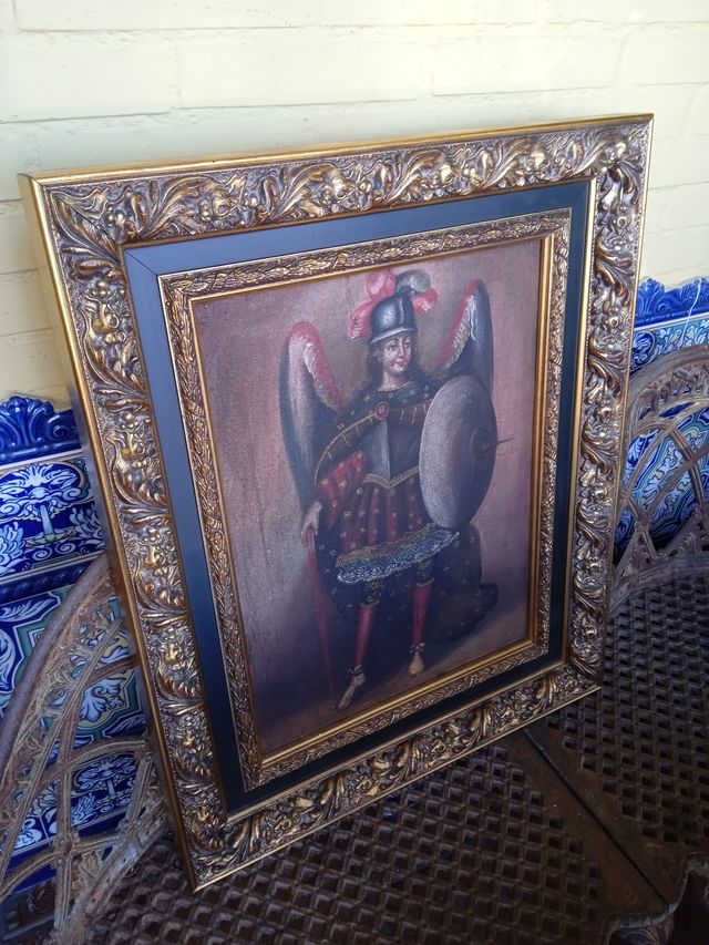 Cuadro Cuzqueño Pintura Antigua Religiosa Arcangel