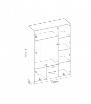 Armario 150x215x52 3 Puertas 2 Cajones Maxi. Blan