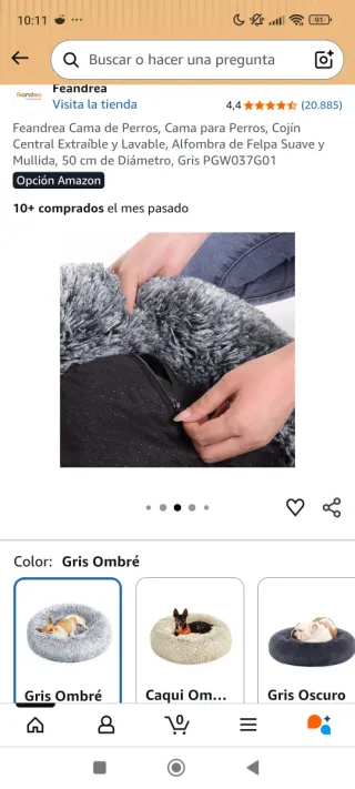 Cama para perro/gato gris mullida